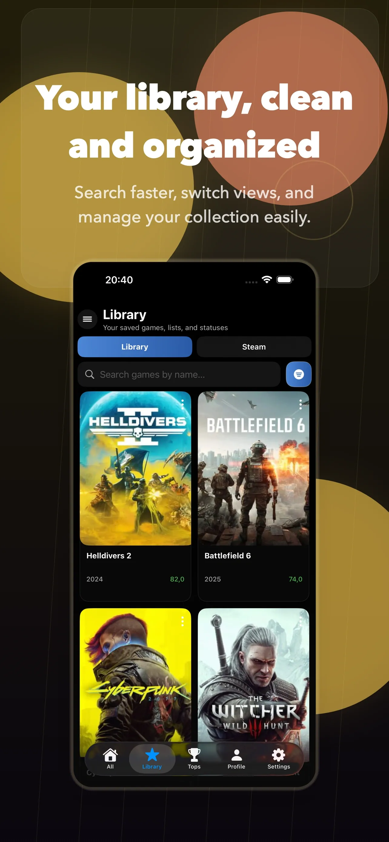 Personal game library in GamesLibraryX